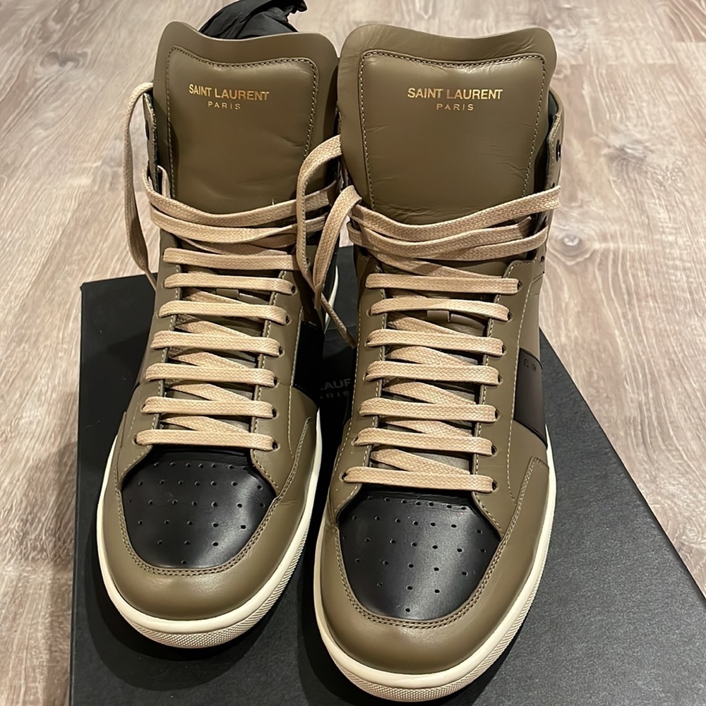 Saint Laurent Court Classic Leather High-Top Sneakers